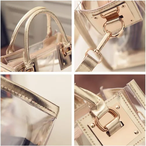 Miniatura 5 de Bolso bandolera transparente para mujer, bolso de mano de moda de diseñador 2 en 1