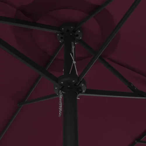 Miniatura 4 de vidaXL Sombrilla de jardín con doble parte superior y base cruzada para patio al aire libre Bordeaux Rojo