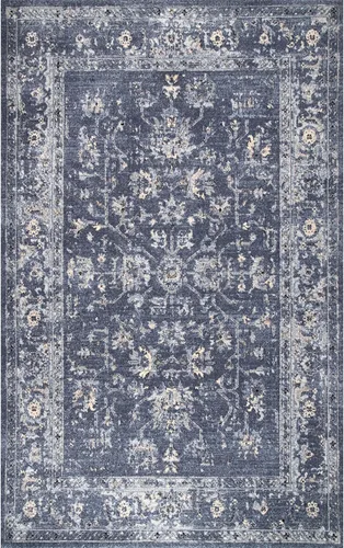 Miniatura 6 de nuLOOM Alfombra vintage Florid Emma, 4 x 6, azul