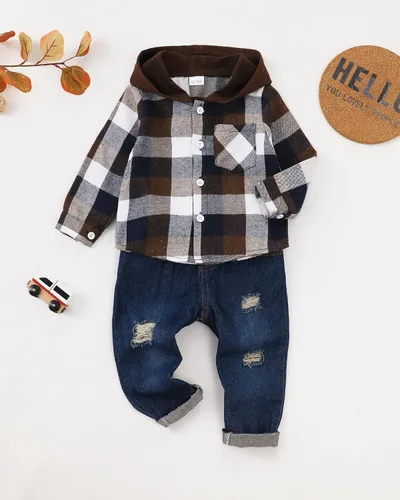 Miniatura 40 de Renotemy Ropa de bebé para niño, trajes de mezclilla, sudadera con capucha para bebés, pantalones de mezclilla, ropa para niños pequeños