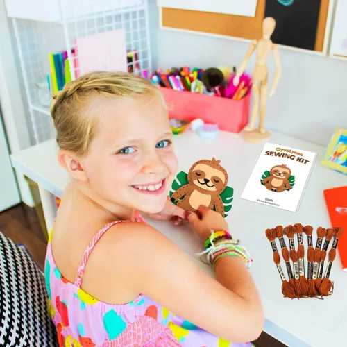 Miniatura 6 de CiyvoLyeen Kit de costura para niños – DIY perezoso y animales de la selva de fieltro para niñas y niños de 8 a 12 años aprende a coser 8 proyectos