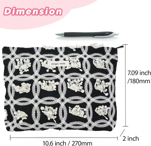 Miniatura 5 de Sminra Bolsa de Maquillaje Bolsa de Cosméticos Bolsa de Aseo de Lona Preppy para Mujeres Linda Bolsa con Cremallera Organizador Accesorios de Viaje