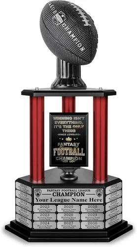 Miniatura 22 de TrophySmack Fantasy Football Trophy, 19-Year Perpetual Winner Award – Customizable Championship Award with Plaque and Winner Engravings