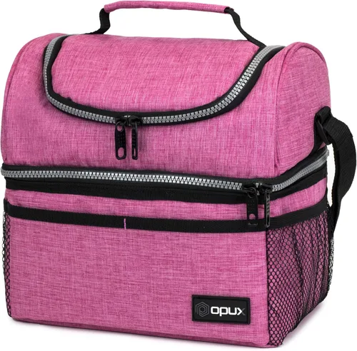 Miniatura 11 de OPUX Lonchera para mujeres, bolsa de almuerzo grande aislada para adultos, trabajo, doble cubierta, lonchera para preparar comidas, compartimento