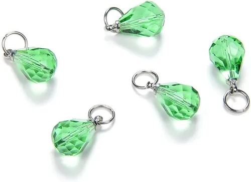 Miniatura 13 de 10 cuentas sueltas de piedra natal de enero de Adabele de 0.394 pulgadas con forma de lágrima austriaca roja y pera, cuentas de gota con anillos