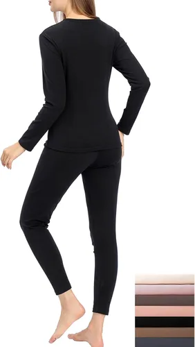 Miniatura 5 de TAMEYA Ropa interior térmica ultra suave para mujer, juego de 2 pantalones largos con forro polar, capa base para clima frío, parte superior e