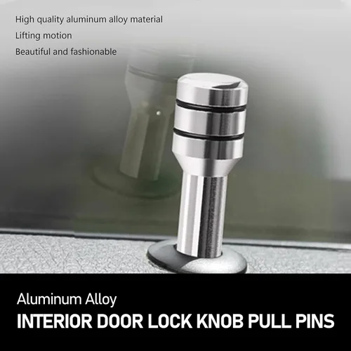 Miniatura 3 de gunhunt Paquete de 4 pomos para cerradura de puerta de automóvil, pasadores de aleación de aluminio para cerradura de puerta interior, kits plateado
