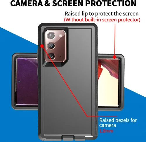 Miniatura 4 de Funda Anloes para Samsung Galaxy Note 20 5G, funda para teléfono resistente, a prueba de golpes y polvo, 3 en 1 con protector de goma