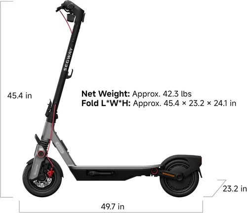 Miniatura 10 de Segway Ninebot F3 Electric Scooter, Up to 20 MPH, 44-Mile Range, Self-Sealing Tubeless Tires, Front Hydraulic & Rear Elastomer Suspension, UL2271