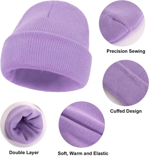 Miniatura 10 de UTTPLL Gorros de punto cálidos para bebé, gorro grueso y suave para niño y niña, gorro acanalado con puños para niños y niñas