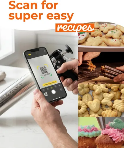 Miniatura 5 de KneadEat Premium Kit de 68 piezas para hacer churros - Pistola de prensa de galletas tipo spritz - Pistola de glaseado. 12 discos para galletas