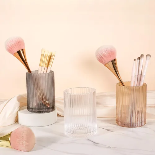 Miniatura 3 de DASITON Organizador de brochas de maquillaje, soporte de almacenamiento de brochas de maquillaje cosméticas de cristal, soporte para brochas