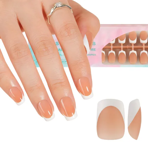 Miniatura 28 de Misssix Puntas de uñas de gel francesas negras, 240 piezas de puntas francesas de uñas postizas largas cuadradas, no es necesario limar, puntas 3