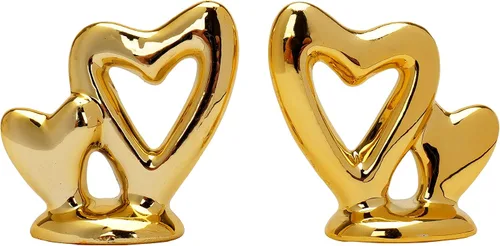 Miniatura 6 de 2 piezas de estatuas de animales pequeños de oro, estatua de corazón, decoración de estilo moderno, figuras de animales de cerámica