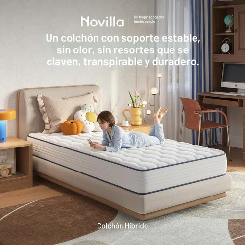 Miniatura 2 de Novilla Bonnell - Colchón híbrido de resorte de 6 pulgadas, para apoyo de columna vertebral y comodidad de enfriamiento, colchón de cama individual