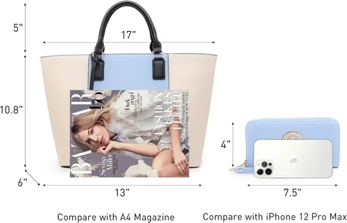 Miniatura 18 de Dasein Satchel Purse Handbag for Women Large Shoulder Work Tote Bag With Matching Wallet