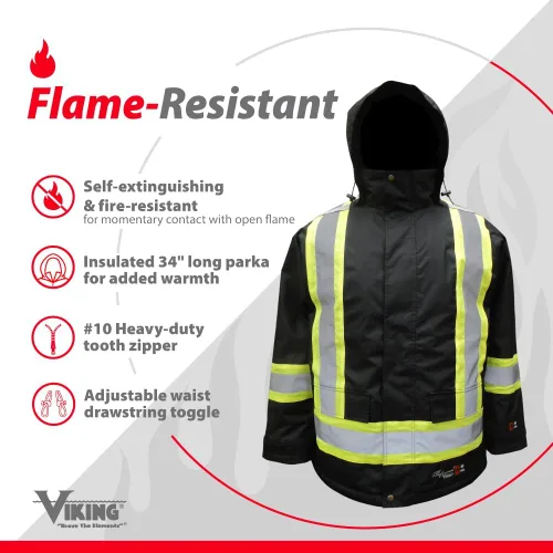 Miniatura 3 de Viking Professional Journeyman FR Chaqueta aislada para congelador - Chaquetas impermeables de alta visibilidad de 300D Trilobal Rip-Stop