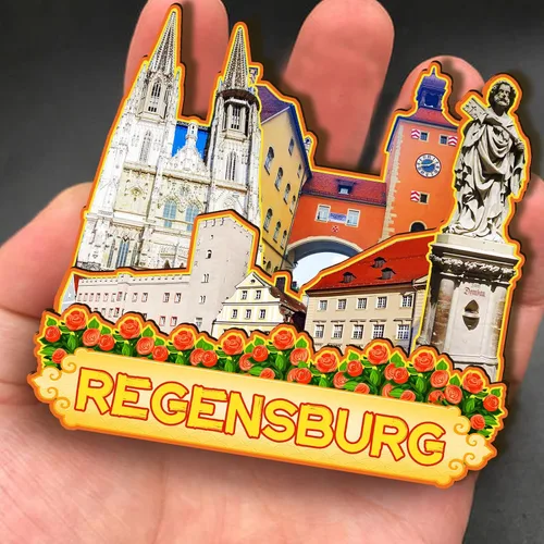 Miniatura 4 de Imán de madera de Alemania Regensburg 3D para nevera, recuerdos coleccionables, decoración hecha a mano, artesanías 2