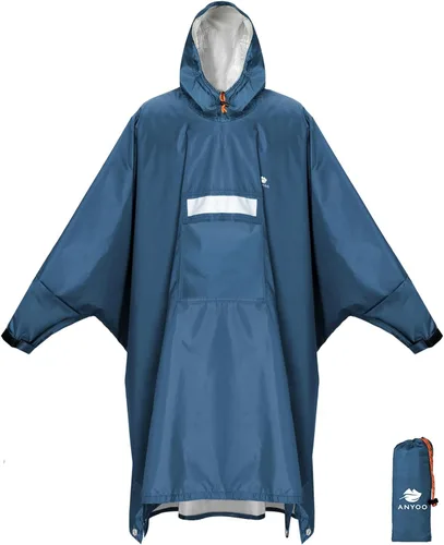 Miniatura 104 de ANYOO Poncho de lluvia con capucha para adultos, impermeable, ligero, para hombres y mujeres, chaqueta de lluvia reutilizable para emergencias al