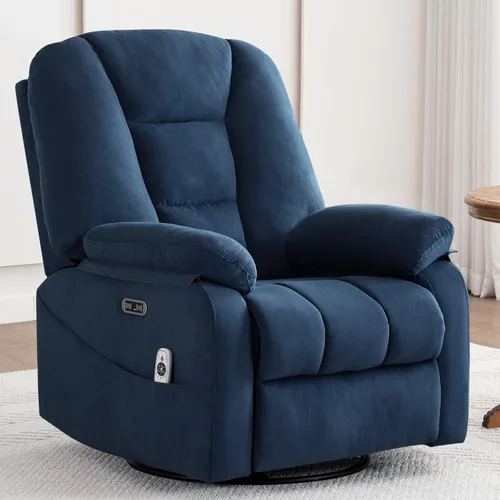 Miniatura 10 de Ketaiyou Sillón Reclinable Eléctrico Giratorio Basculante con Masaje y Calor, Puerto USB, Posición Infinita, Sillas Mecedoras Deslizantes Eléctricas