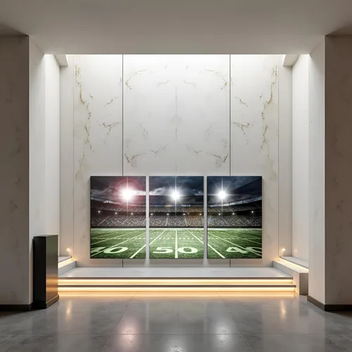 Miniatura 2 de TAOMI Lienzo decorativo para pared de rugby Field Match Sport Spot Light para habitación de los niños, dormitorio, 3 piezas, arte moderno, fútbol