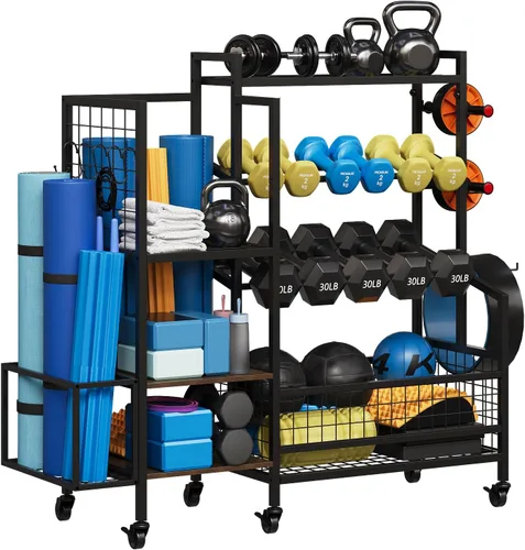 Soporte para mancuernas de 3 niveles, soporte de pesas ajustable para gimnasio en casa, soporte de peso resistente con ganchos para mancuernas,