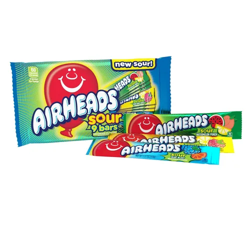 Miniatura 9 de Airheads Dulces, sabores de frutas surtidos, caja de cine, barras de tamaño completo envueltas individualmente, sin fusión, 6 barras por caja, 12