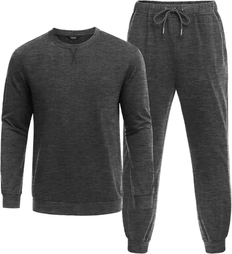 Miniatura 4 de COOFANDY Conjunto deportivo de 2 piezas para hombre, de manga larga, sin botones, atlético, casual