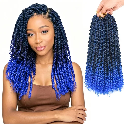 Miniatura 15 de Cabello de estilo Passion Twists de 14 pulgadas, cabello ondulado de ganchillo para mujeres negras, cabello rizado bohemio para trenzas de mariposa