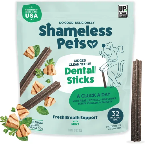 Miniatura 19 de Shameless Pets Golosinas dentales para perros, Carrate Chomp, palitos dentales saludables con soporte para la piel y el pelaje para limpieza