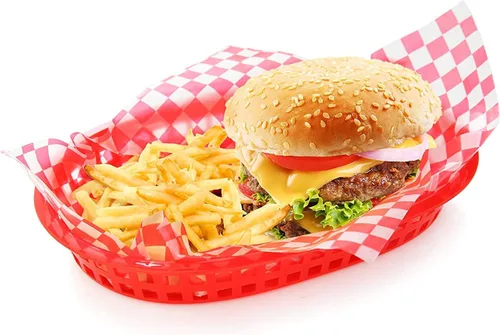 Miniatura 5 de New Star Foodservice Revestimientos para cestas de alimentos a cuadros rojos de grado restaurante, 12 x 12 pulgadas, juego de 36, papel encerado