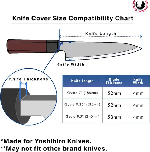 Miniatura 3 de Yoshihiro Protector magnético de hoja de madera de roble Saya para cuchillo Gyuto 7 IN (7.087 in)