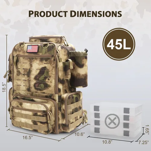 Miniatura 5 de Mochila de aparejos de pesca, mochila de pesca resistente al agua con soportes para cañas para 4 cajas (cajas no incluidas)
