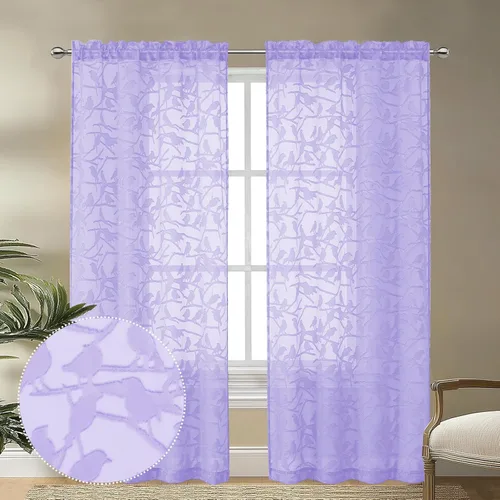 Miniatura 75 de OVZME Anji - 2 paneles de cortinas traslúcidas de gasa marrón de 72 pulgadas de largo para dormitorio, doble bolsillo para barra, tela ligera