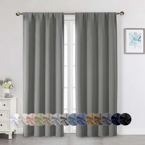 Miniatura 27 de Cortinas opacas para dormitorio, sala de estar, juego de 2 paneles de 54 pulgadas de largo, cortinas de oscurecimiento de habitación con aislamiento
