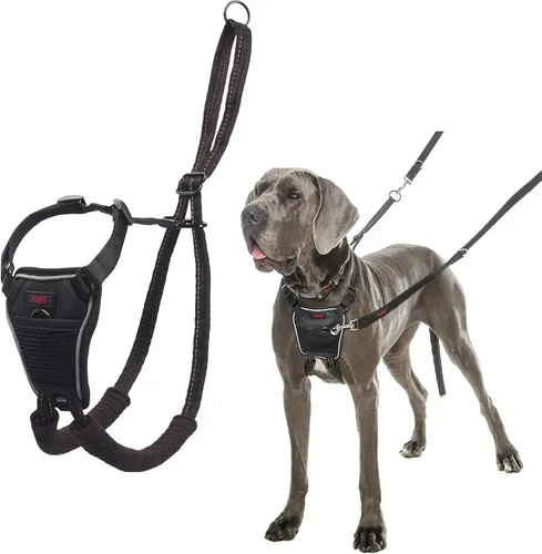 Arnés Halti Sin Tirones - Detiene a Tu Perro de Tirar de la Correa. Ajustable, Ligero y Fácil de Usar. Arnés Reflectante para Entrenamiento de Negro