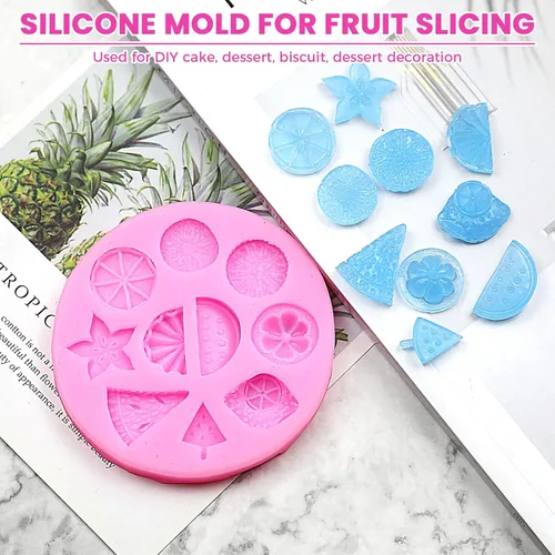 Miniatura 2 de Juego de 2 moldes de silicona para frutas, molde pequeño para decoración de pasteles, chocolate, dulces, resina, arcilla, mini molde de sandía
