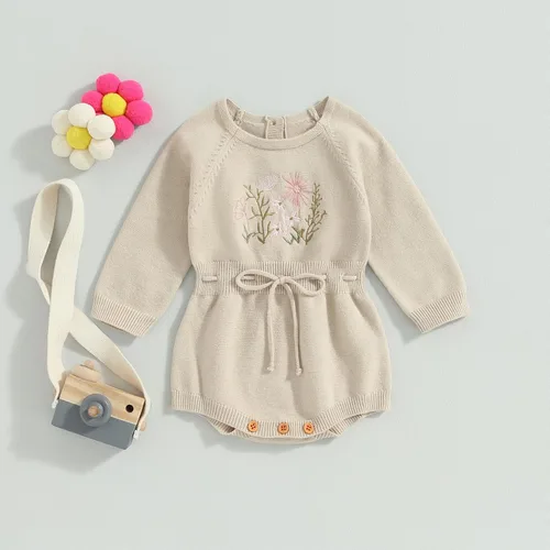 Miniatura 16 de ZAXARRA Suéter de bebé niña mameluco suéter de punto bordado flor sudadera mameluco ropa de otoño infantil