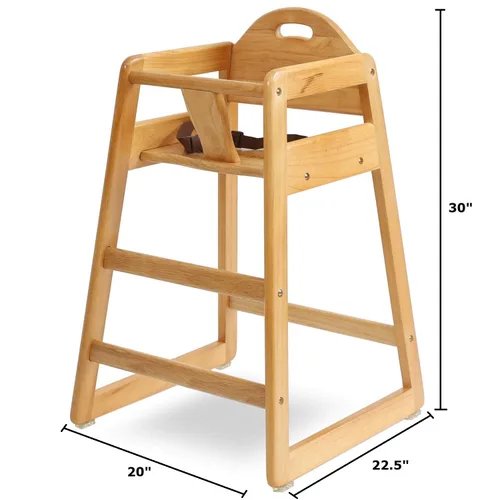 Miniatura 4 de Silla alta de madera para bebés y niños pequeños, silla alta apilable estilo restaurante, con madera maciza de grado comercial para mesa de comedor