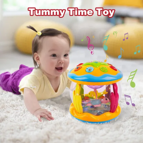 Miniatura 4 de Juguetes para bebés de 6 a 12 meses, proyector de océano para bebés, juguetes luminosos musicales para tiempo de barriga, juguetes para bebés de 3 a