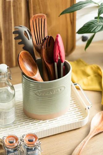 Miniatura 5 de YHOSSEUN Soporte para utensilios de cocina, de cerámica, para encimera de cocina, de 6.7 pulgadas, organizador de utensilios de cocina grande