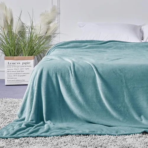 Miniatura 20 de StangH Manta de forro polar verde súper suave, manta de franela de otoño para sofá, oficina y perro, manta ligera de microfibra de felpa para bebé