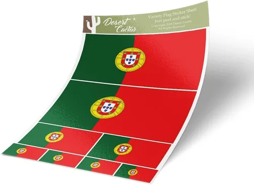 Desert Cactus Portugal Country Flag Sticker Variety Size Pack 8 Total Pieces Kids Logo Scrapbook Car Vinyl Window Bumper Laptop Portugués V
