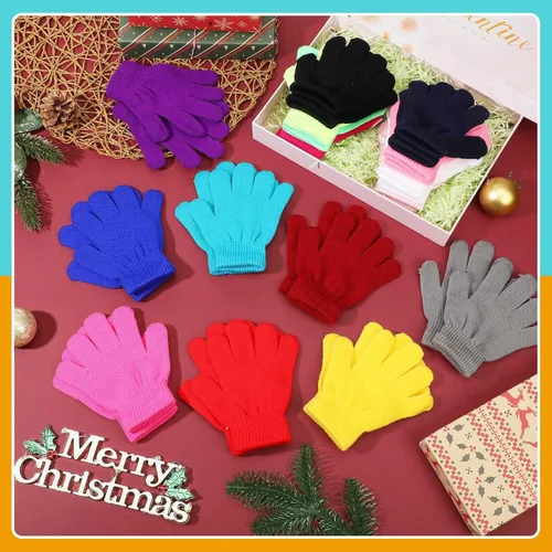 Miniatura 6 de 48 guantes de punto para niños, guantes elásticos para niños pequeños, guantes de invierno para niños, guantes de dedo para niños y niñas