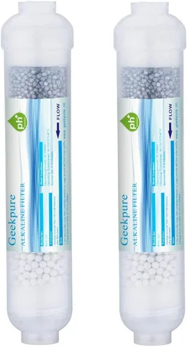 Geekpure Cartucho de filtro de agua de repuesto alcalino en línea de 10 pulgadas pH+para sistema de ósmosis inversa -1/4 "Thread-Pack 2