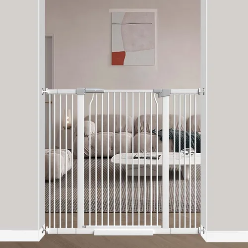 Miniatura 17 de Puerta de bebé extra alta de 40.5 pulgadas para puertas, puerta extra ancha para mascotas de 40.6 a 49.1 pulgadas, sin taladro, barrera de espacio