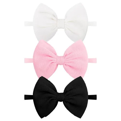 Miniatura 7 de Diadema elástica de nailon hecha a mano de 4.5 pulgadas para bebé, paquete de 19 unidades, accesorios para el cabello para recién nacidos, niños