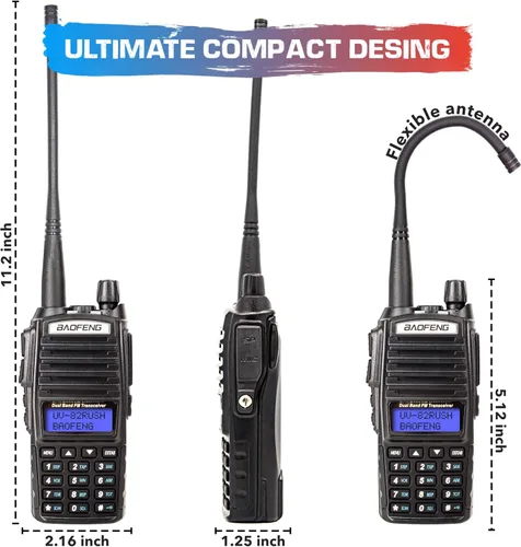 Miniatura 7 de UV-82 8W Radio de mano de alta potencia Radio de 2 vías con batería Baofeng 2800mAh. radio de jamón Baofeng Radio VHF/UHF de largo alcance walkie