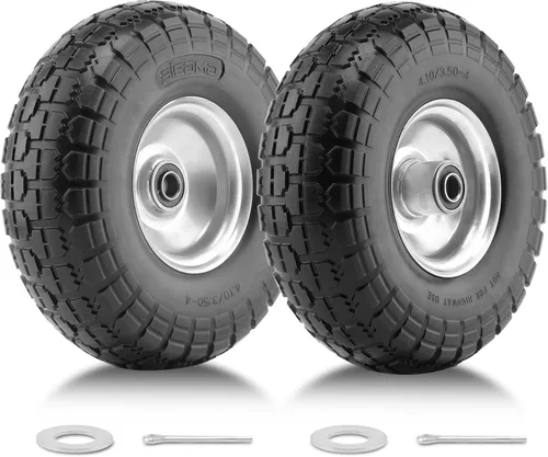 Miniatura 8 de BIEAMA Paquete de 2 neumáticos y ruedas de PU sólido de 10", neumático y rueda 4.10/3.50-4 libres de pinchazos, ruedas de repuesto para carrito