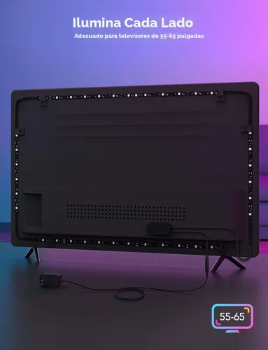 Miniatura 7 de Govee Retroiluminación LED para TV, tira de luces LED inteligentes RGBIC para televisores de 55 a 65 pulgadas, control de aplicación Bluetooth